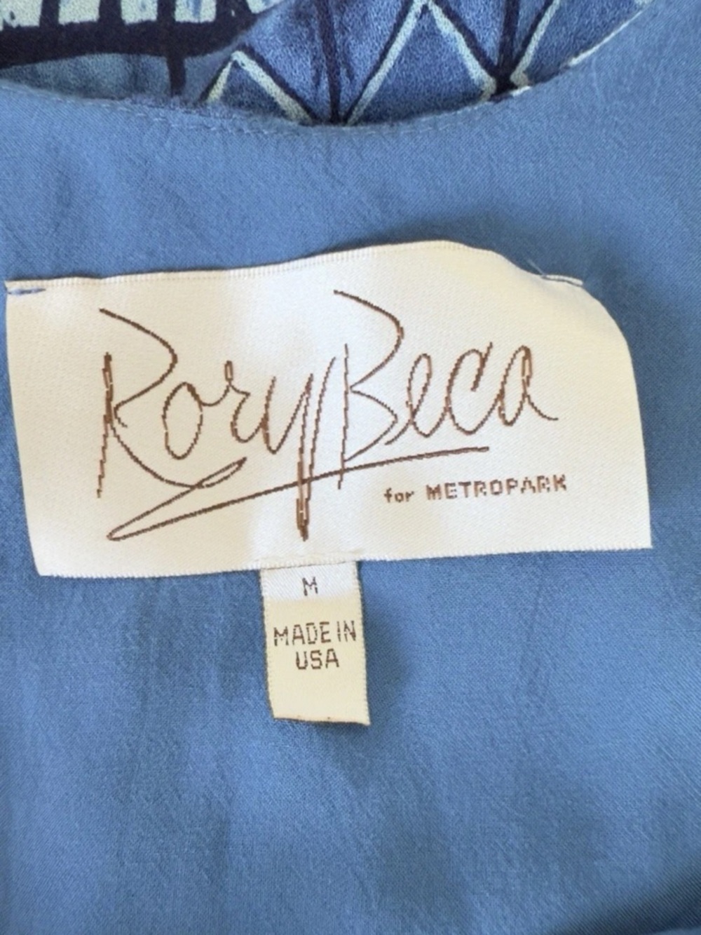Rory Beca for Metropark Blue Silk Geometric Tribal Print Maxi Dress Size M - Picture 3 of 4